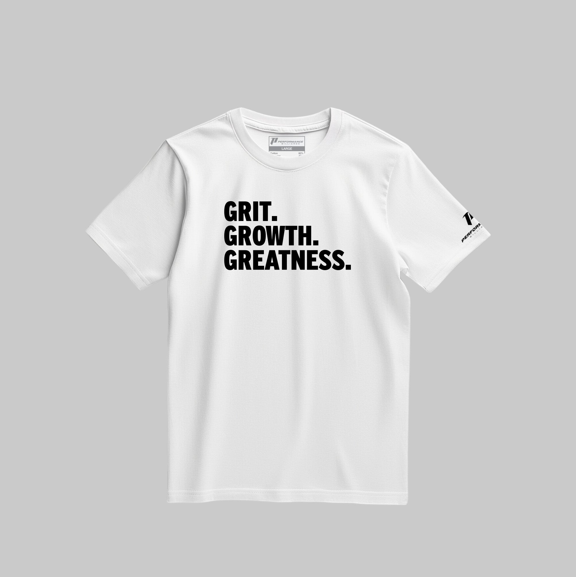 Performance Billiards - "Grit. Growth. Greatness." Tee